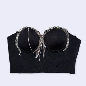 Hearts & Rob Rhinestone Bustier Top | Size M